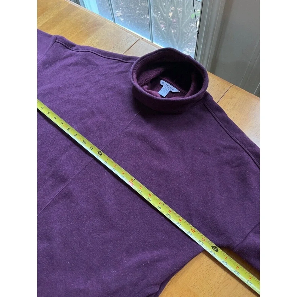 Athleta Cozy Karma Funnel Neck Sweatshirt Fleece‎ Burgundy Pullover Top, Size S